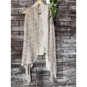Buckle Boutique Knit Ruana Vest Women's XS Small Taupe Fringe Open Front